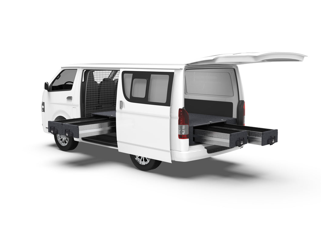 Toyota Hiace (2005-2019) Full Van 4WD Interiors Fixed Floor Side Drawers & Fixed Floor Rear Drawers Van