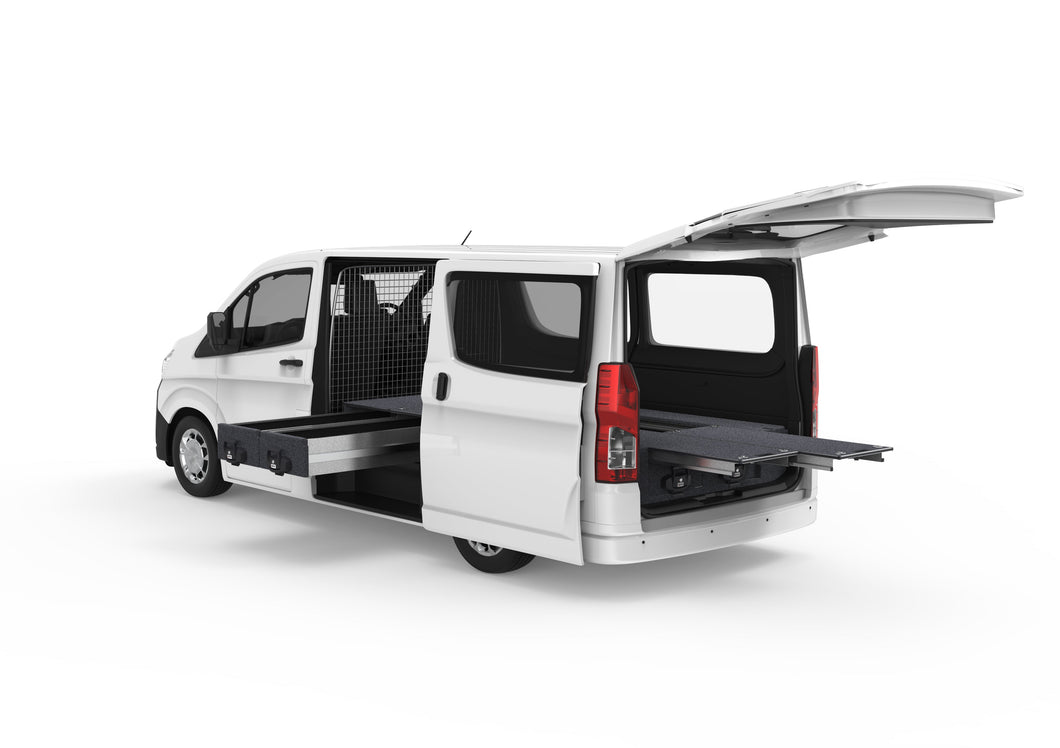 Toyota Hiace (2019-2024) Full Van 4WD Interiors Fixed Floor Side Drawers & Dual Roller Floor Rear Drawers Van