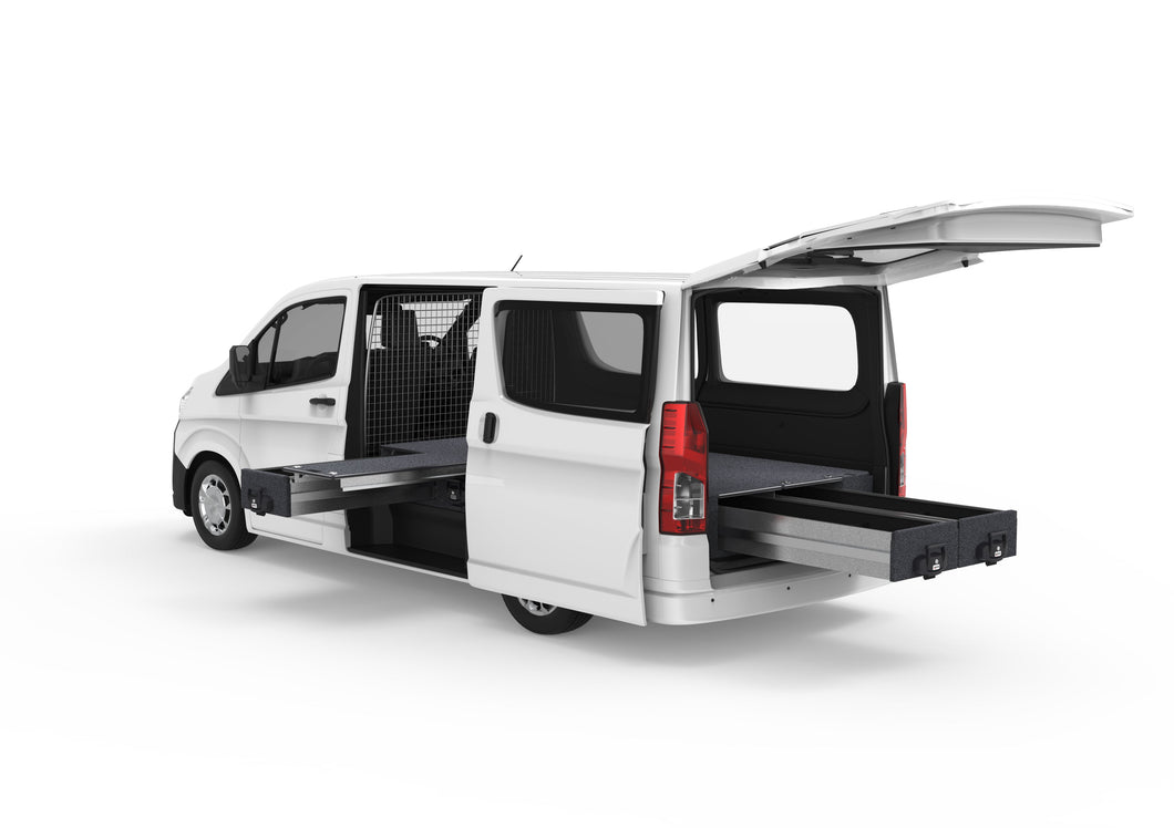 Toyota Hiace (2019-2024) Full Van 4WD Interiors Single Roller Floor Side Drawers & Fixed Floor Rear Drawers Van
