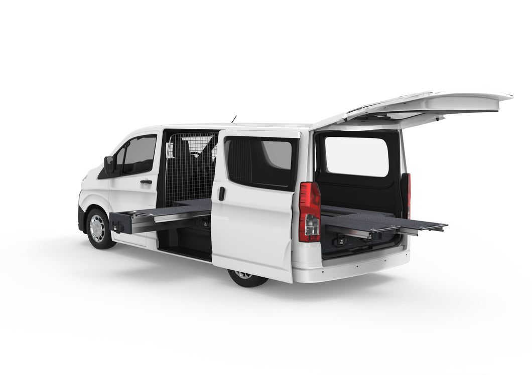Toyota Hiace (2019-2024) Full Van 4WD Interiors Single Roller Floor Side Drawers & Dual Roller Floor Rear Drawers Van