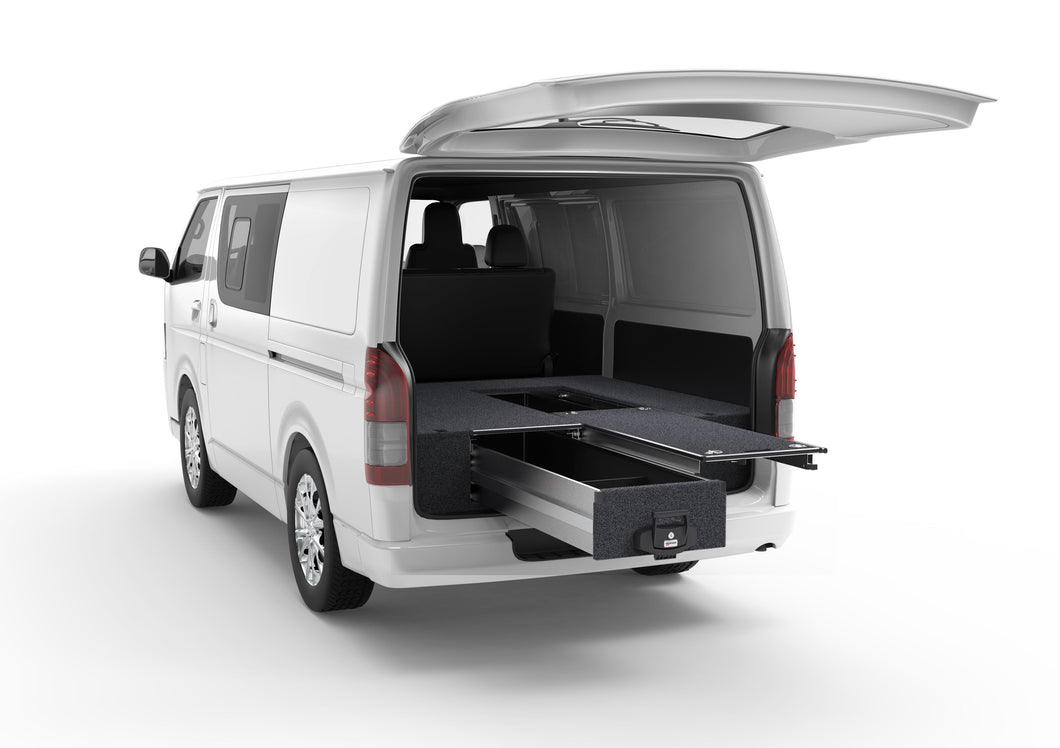 Toyota Hiace (2005-2019) Rear Access 4WD Interiors Single Roller Floor Drawers Van
