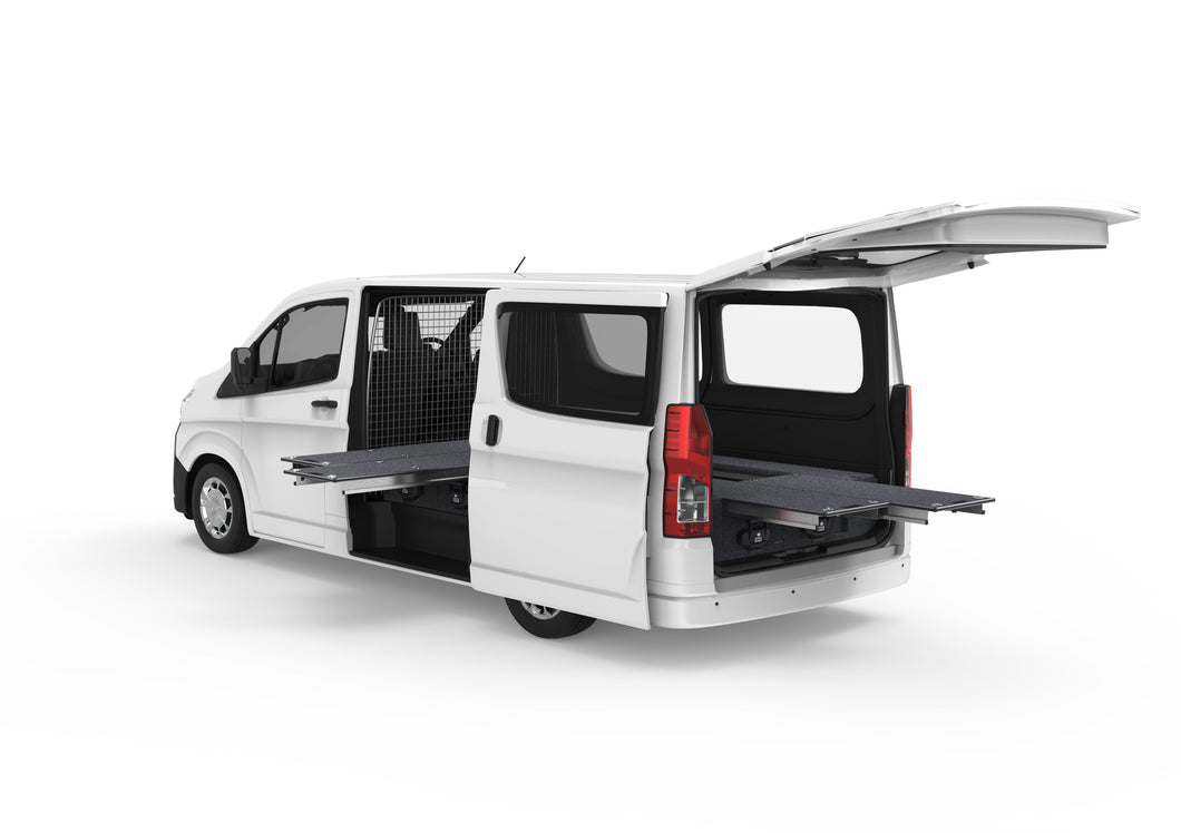 Toyota Hiace (2019-2024) Full Van 4WD Interiors Dual Roller Floor Side Drawers & Dual Roller Floor Rear Drawers Van