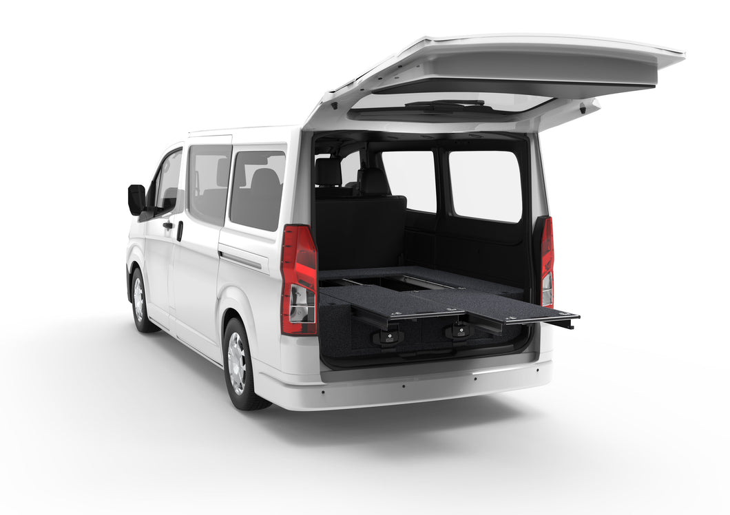 Toyota Hiace (2019-2024) Rear Access 4WD Interiors Dual Roller Floor Drawers Van