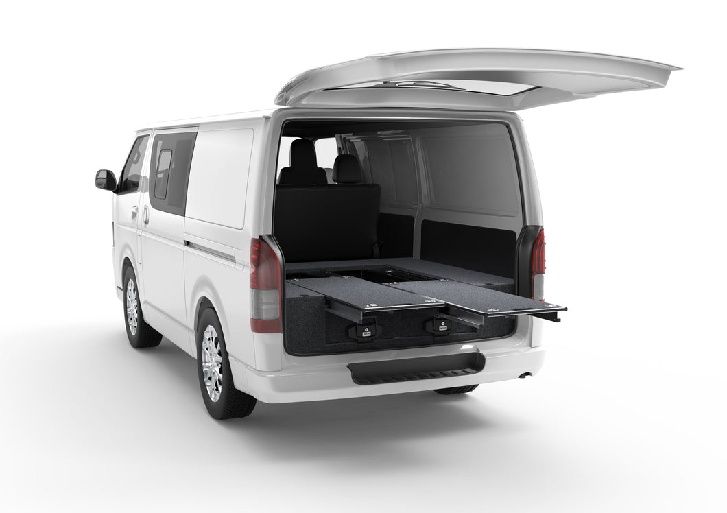 Toyota Hiace (2005-2019) Rear Access 4WD Interiors Dual Roller Floor Drawers Van