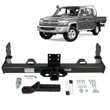 Load image into Gallery viewer, TAG Heavy Duty Towbar &amp; Direct Fit Wiring for Toyota Landcruiser 75 Series / 79 Series. Single Cab models only 1985-07/2012.
